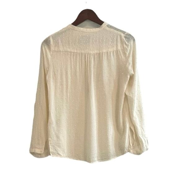 Maeve by Anthropologie Size 2 Cream Swiss Dot Long Sleeve Button Down Blouse - Picture 5 of 9